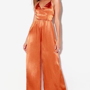 DUBOCE RUST ORANGE SATIN WIDE-LEG JUMPSUIT
LUSH